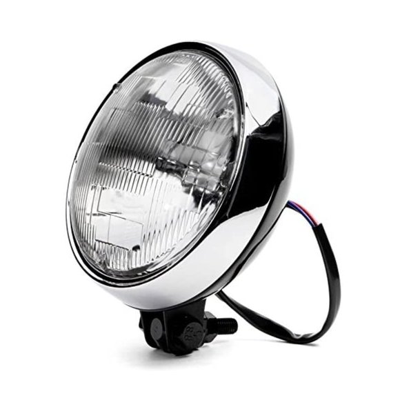 6" Black w/Chrome Ring Motorcycle Headlight Bottom Mount Running Light Hi/Lo - Picture 3 of 4